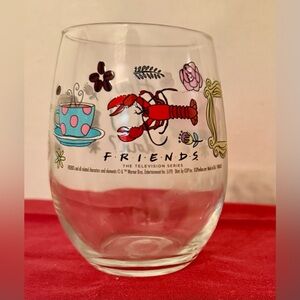 Silver Buffalo FRIENDS doodle logo stemless wine glass. 20oz